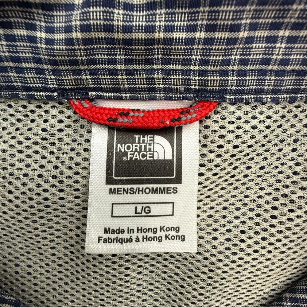 The North Face Shirt Mens L Blue Plaid Long Sleeve Pockets Modal Button-Up Mesh‎
